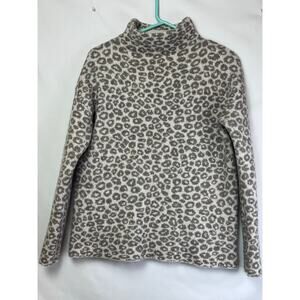Christian Siriano New York Womens Lg Tan/White Wool Blend Cheetah Print Sweater